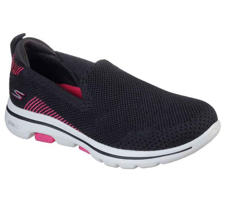 Skechers Dam Svarta/Rosa Slip On - Gowalk 5 - Prized - Sverige (MHJSD-6901)